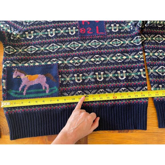 RARE HTF SOLD OUT Polo Ralph Lauren Cashmere Fair Isle Puff Sleeve Sweater sz L - Picture 14 of 16